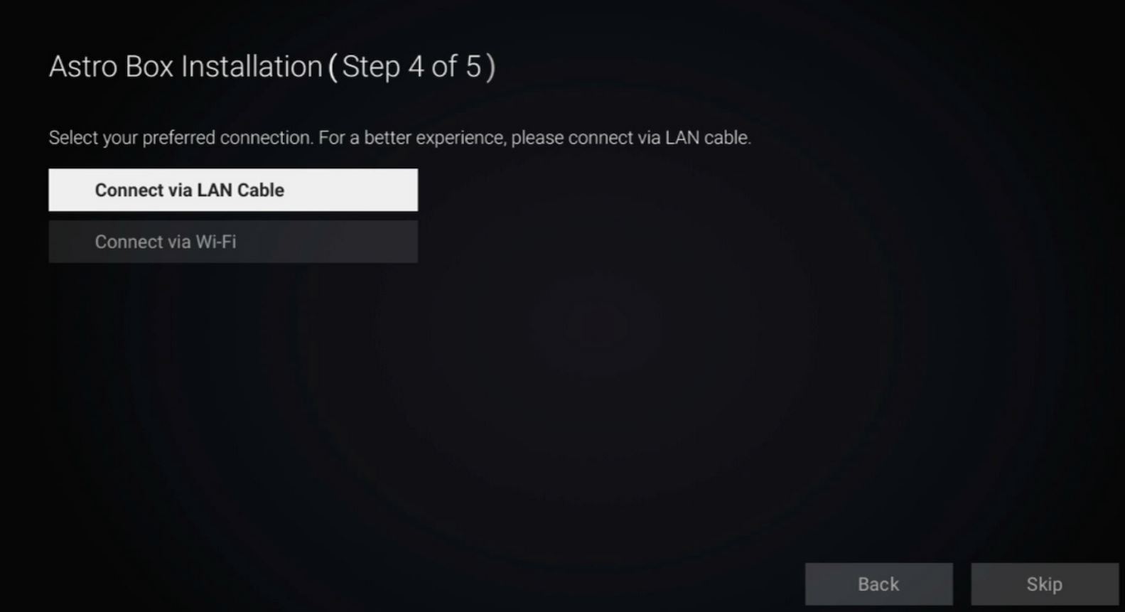 Astro connection via Wi-Fi